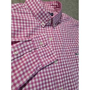 Vineyard Vines Slim Fit Tucker Button Up Shirt Men's Medium Pink Cotton Gingham